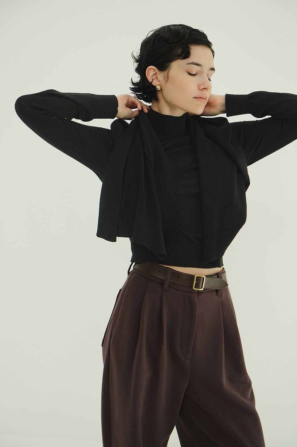 ケープ + ニットトップス - CAPE SET KNIT TOPS (BLACK)