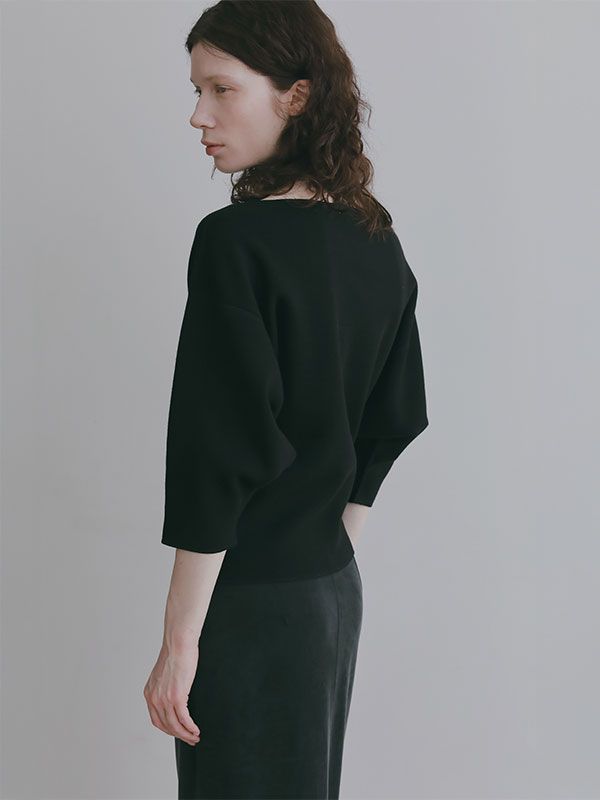 ボートネックニットプルオーバー （BLACK)