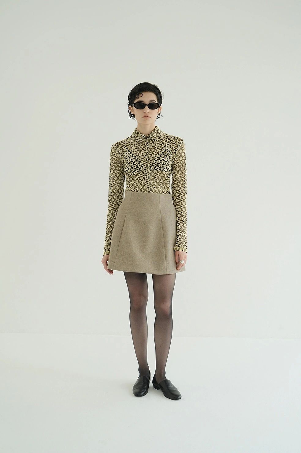 ミニスカート -  CONSTRUCTIVE MINI SKIRT (BEIGE)