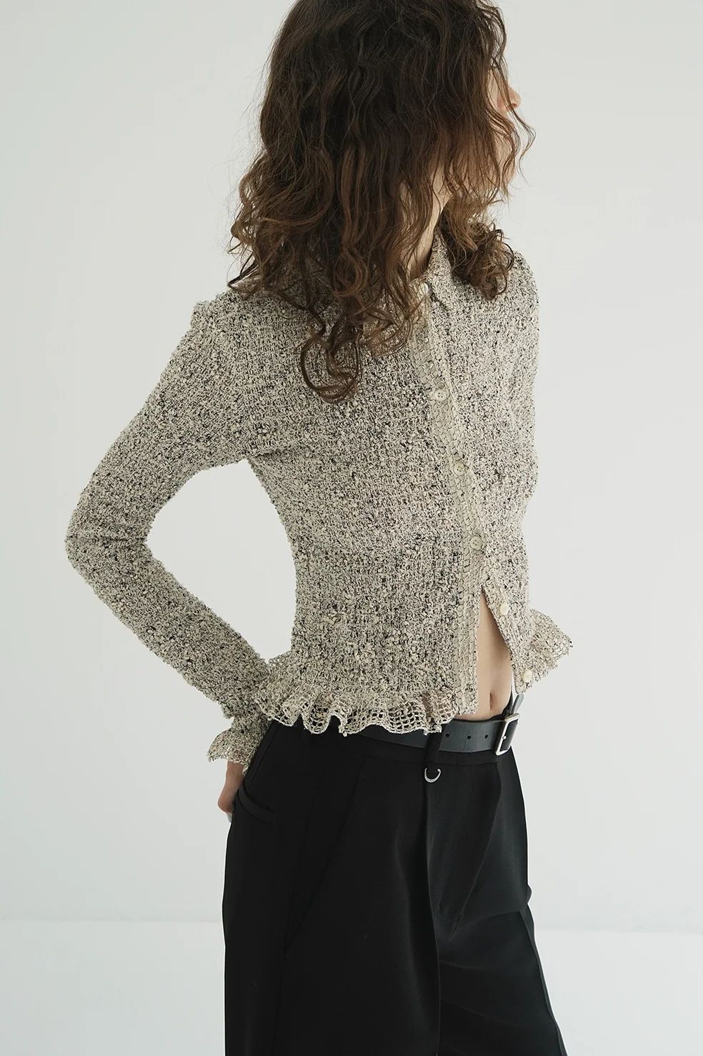 ミックメッシュギャザーシャツ -  MIX MESH GATHER SHIRT - IVORY