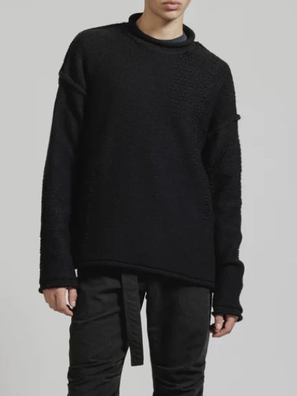 3G 変わり編み プルオーバーニット - PULLOVER KNIT BLACK