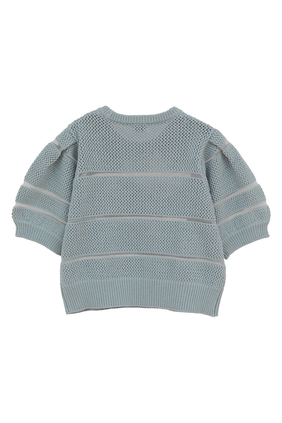 ショート丈ニットトップス - OPENWORK KNIT SHORT TOPS (BLUE)