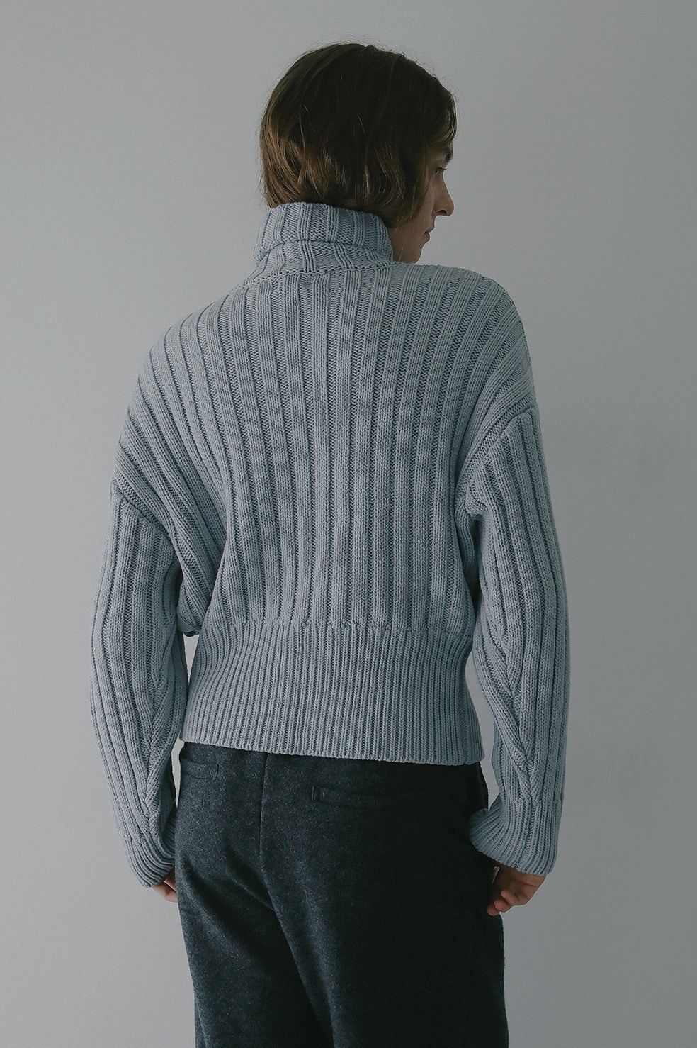 コットンリブニットブルゾン - COTTON RIBKNIT BLOUSON (BLUE)