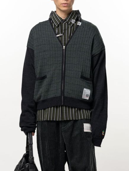 ディストレスト ニットカーディガン - Distressed Knit Cardigan (BLACK)