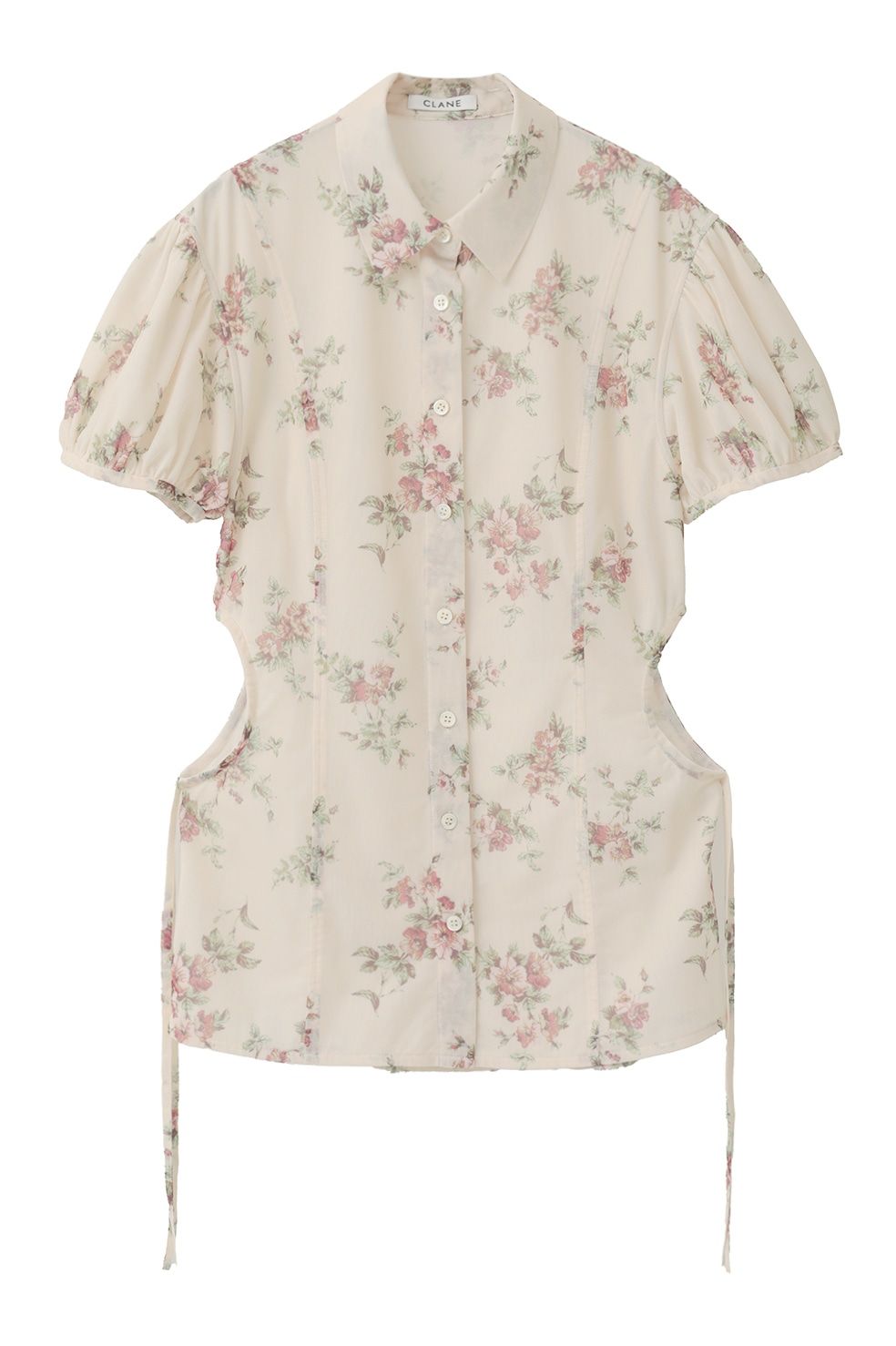 チュールフローラルシャツ - FLOWER SIDE HOLE SHIRTS (BEIGE)