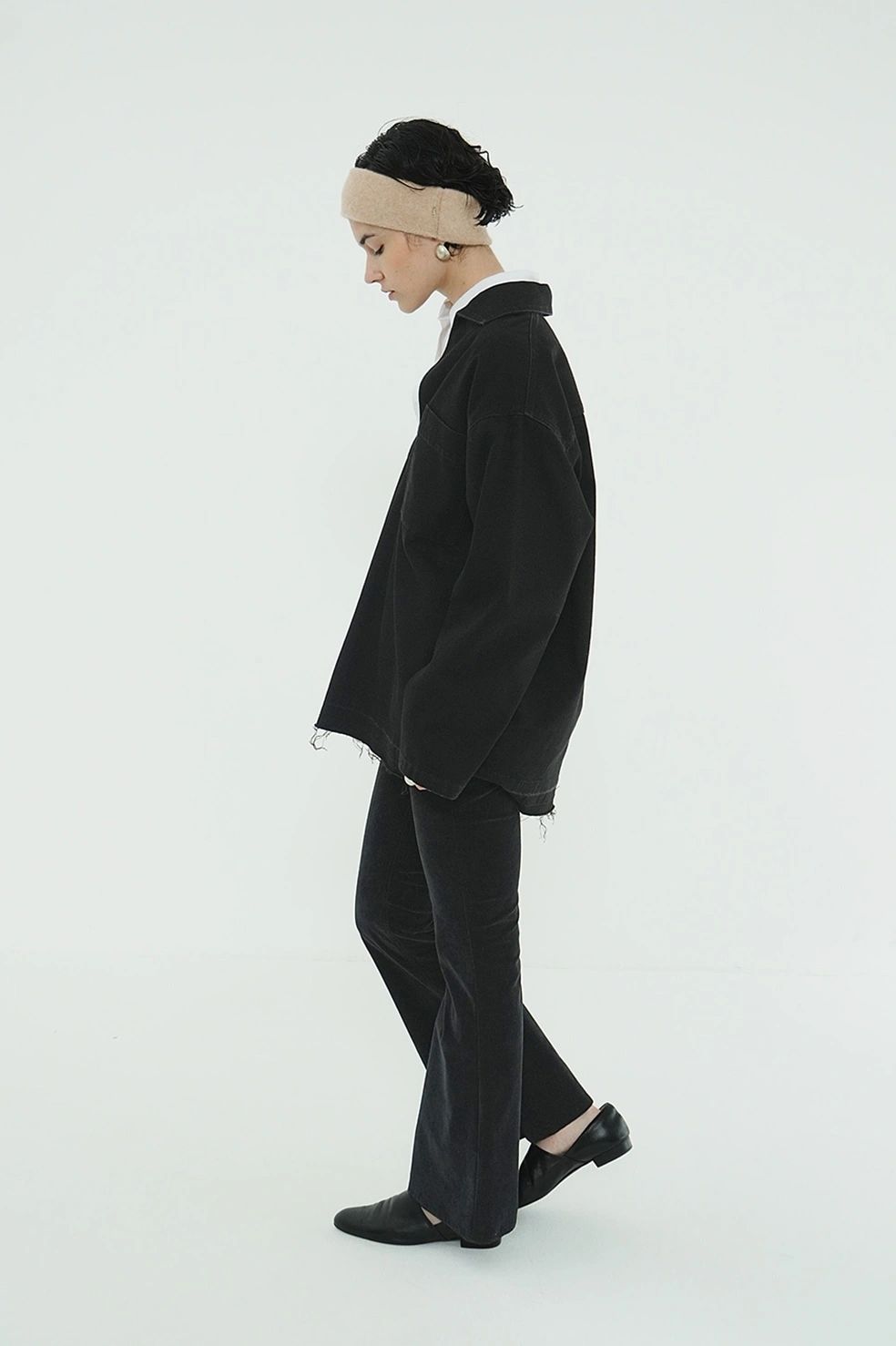 ライトオンス デニムシャツ - DENIM OVER SKIPPER SHIRTS (BLACK)