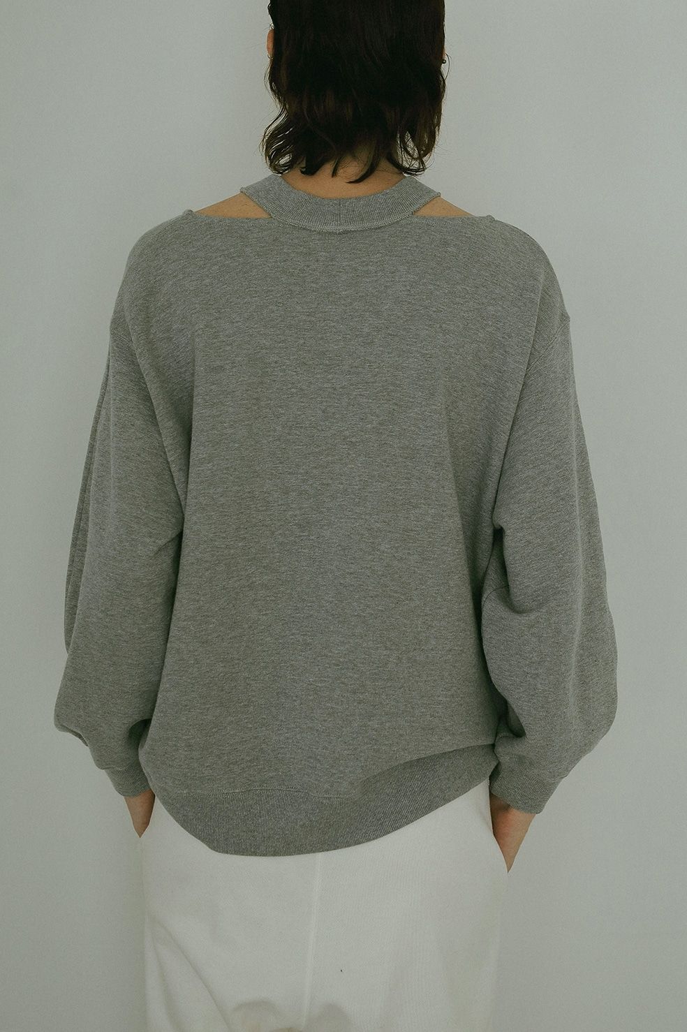 スリットネックスウェット - SLIT NECK SWEAT - GREY