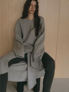 Vネック2wayニットプルオーバー  (GREY)