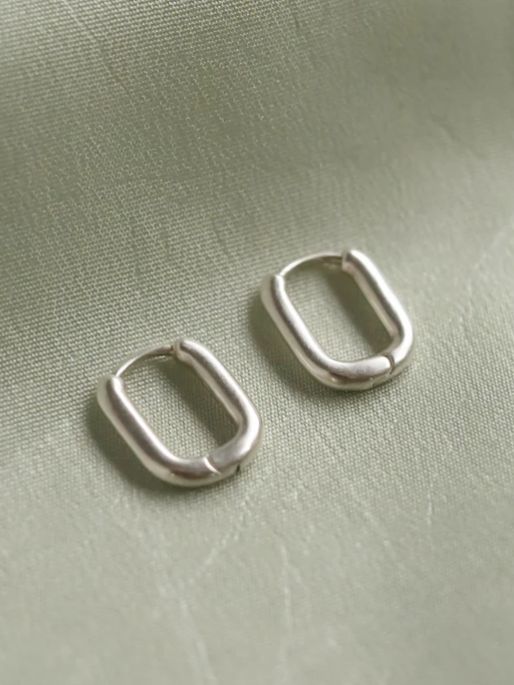 【 両耳用ピアス 】 オブロングピアス SV