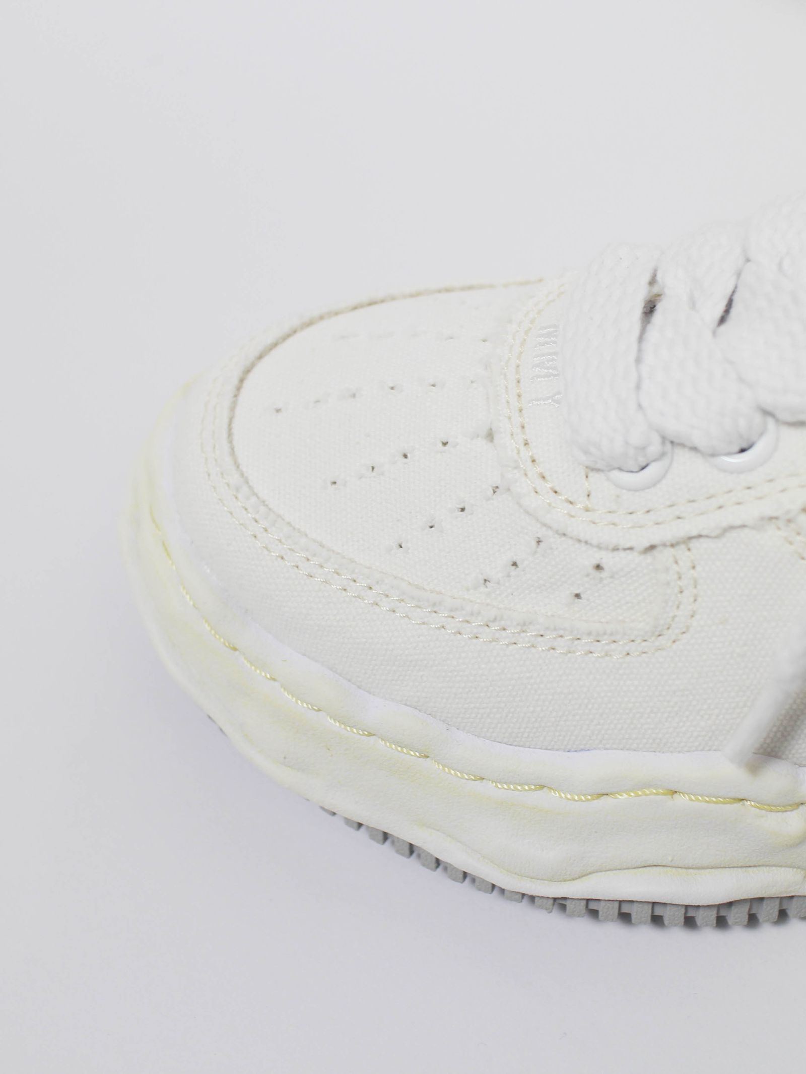 "WAYNE" OG Sole CANVAS LEATHER Low-top Sneake - WHITE