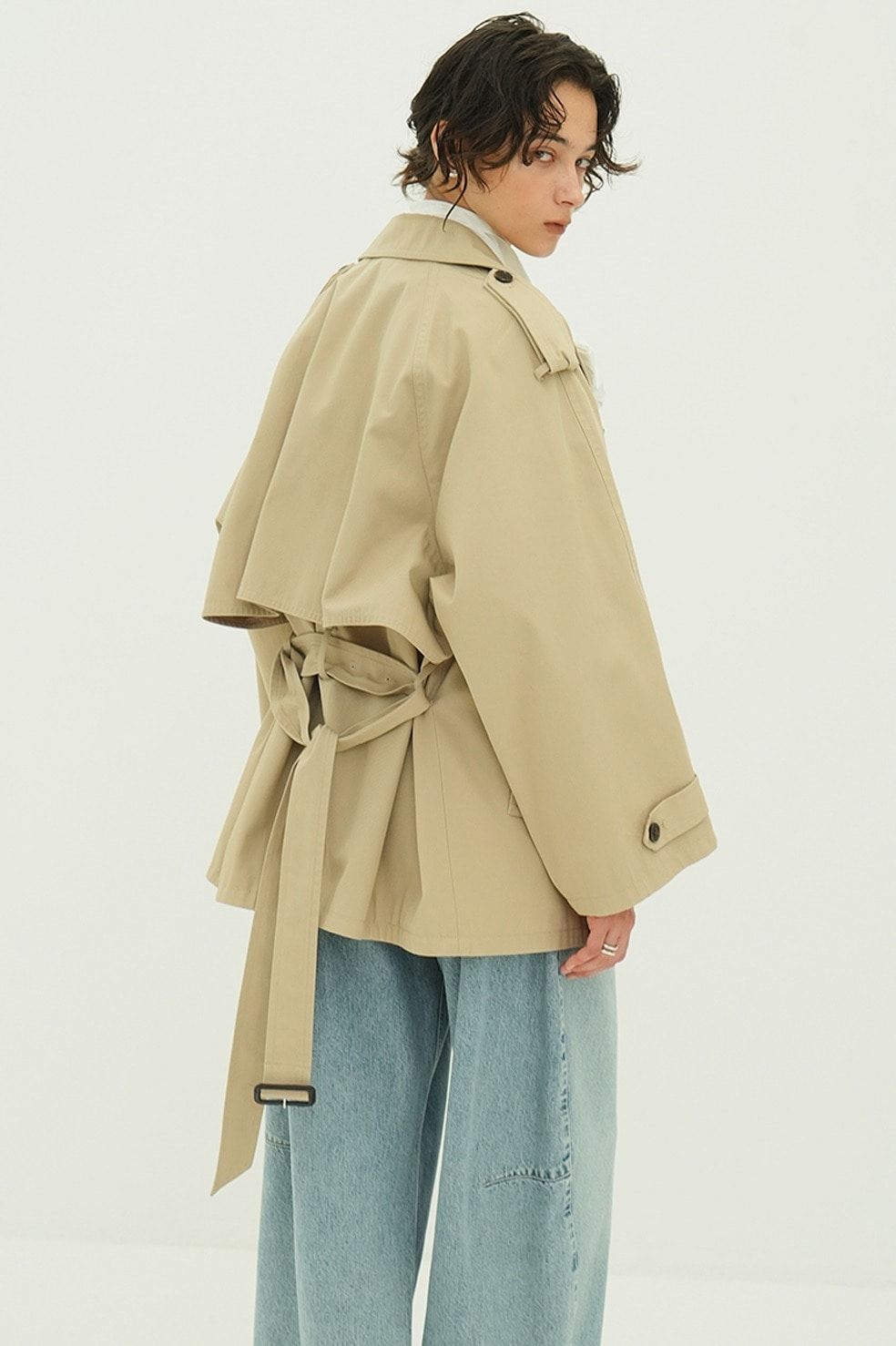 オーバー ショートトレンチコート - OVER SHORT TRENCH COAT (BEIGE)