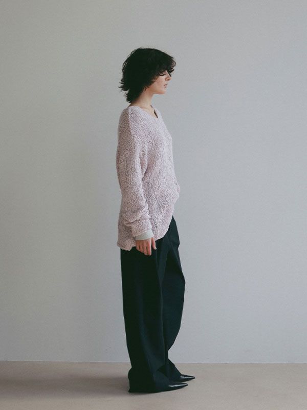 スラブヤーンローゲージニットプルオーバー (PINK)