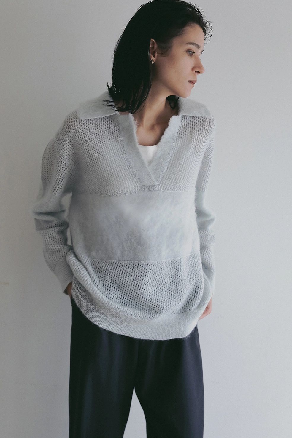 モヘアポロニット - MOHAIR POLO KNIT (LIGHT BLUE)