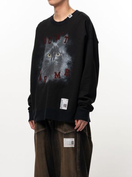 キャット プリント スウェットシャツ - Cat Printed Sweatshirt (BLACK)