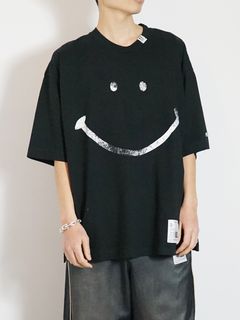 スマイリーフェイス プリントティーシャツ - smily face PT Tee - BLACK