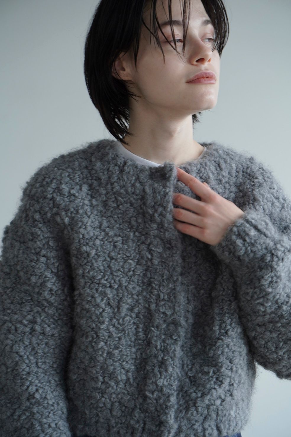 CLANE - TEDDY BEAR HAND KNIT TOPS - GREY