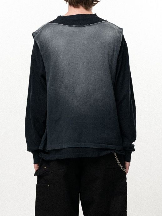 "THE DARKNESS WILL DISAPPEAR" ドッキングロングスリーブTシャツ | Docking Long-Sleeve T-shirt (BLACK)