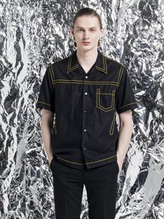 コントラストステッチシャツ - CONTRAST STICH SHORTSLEEVE SHIRT BLACK