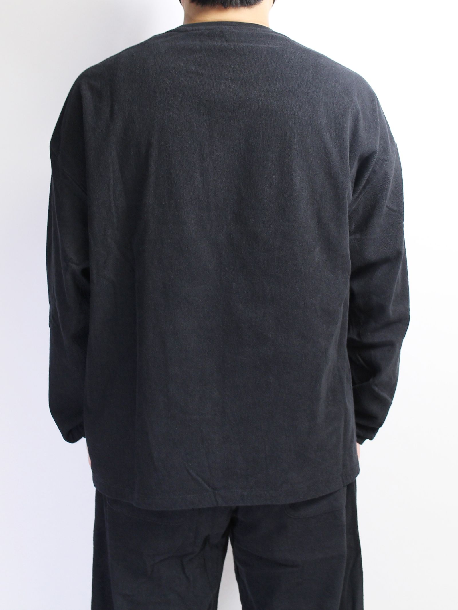 ロングスリーブ Tシャツ 1ミリパイル - BLACK