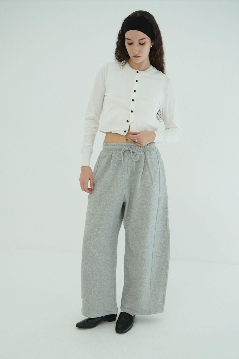 パフトップス - W FACE CLOUD PUFF SLEEVE TOPS (GREY)