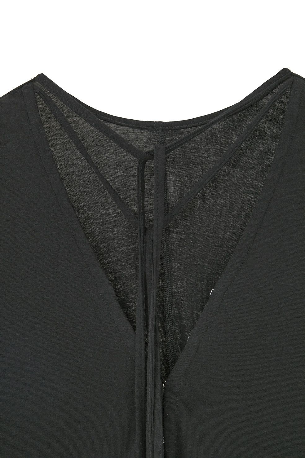 デザインリボンカットトップス - DRAWSTRING LOOSE CUT TOPS (BLACK)