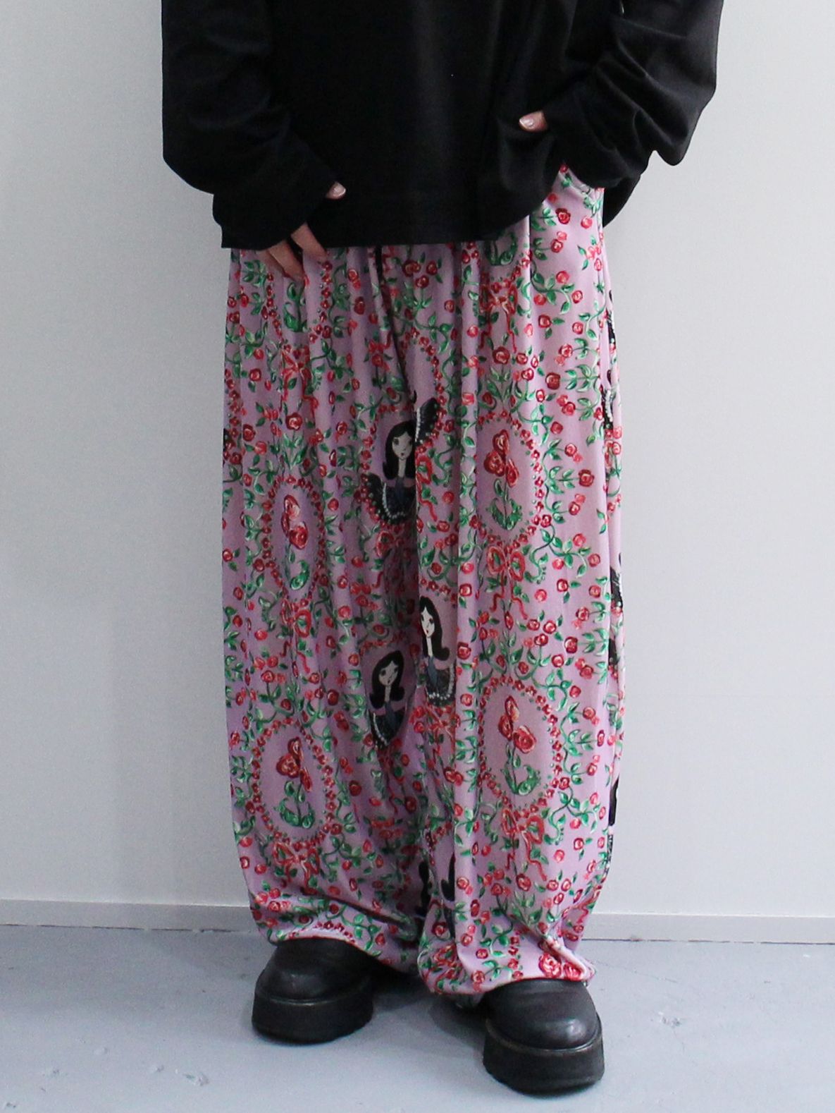 KIDILL - ワイド ベロア パンツ - Wide Velour Pants(Girl Print