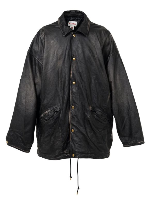 ディストレスドレザーコーチジャケット -  Distressed Leather Coach Jaket (BLACK)
