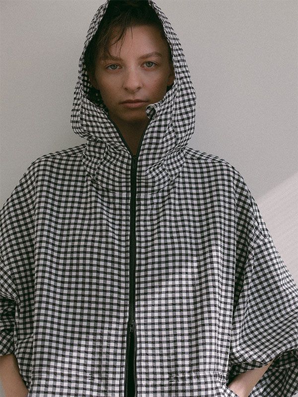 サッカーストレッチフードブルゾン (CHECK)