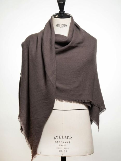 カシミヤ×ウールストール / マフラー 110×140cm / PEWTER