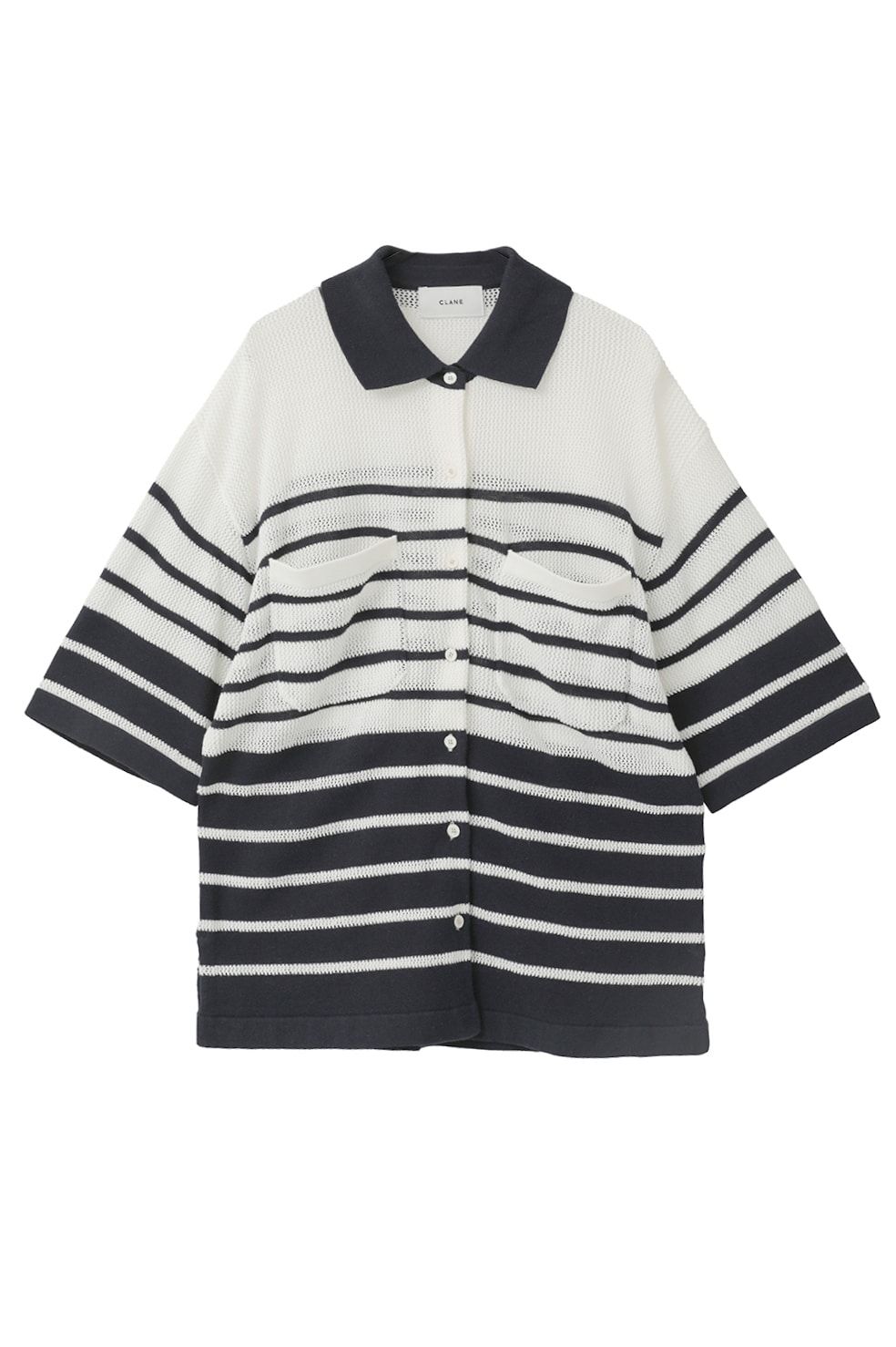 ハーフスリーブオーバーニットシャツ - HALF SLEEVE OVER KNIT SHIRT(NAVY)