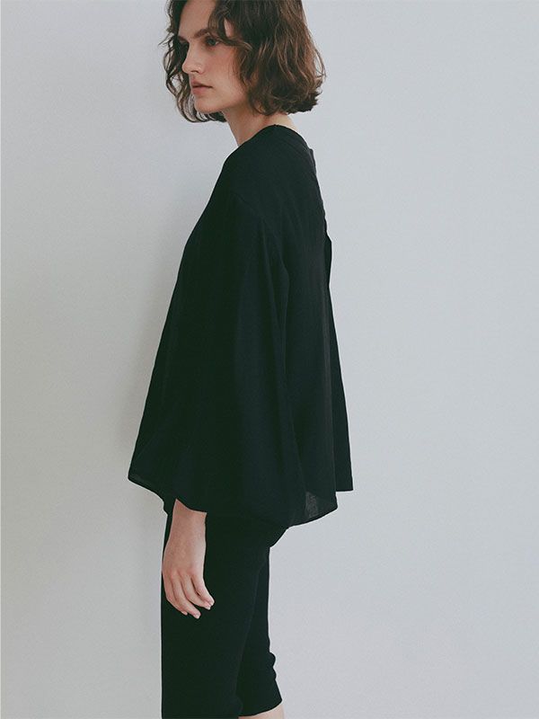 ボリュームスリーブ2wayトップス (BLACK)
