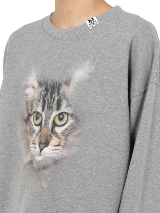 キャットプリントスウェットシャツ - Cat Printed Sweatshirt (GREY)