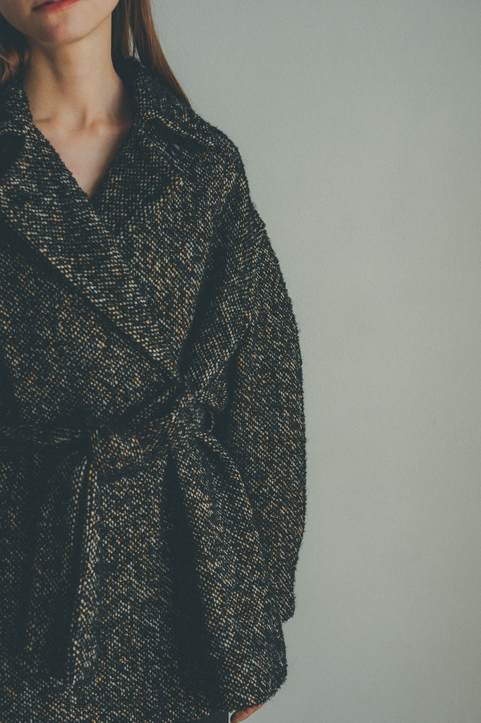 CLANE - MIX LOOP TWEED BOX COAT BLACK