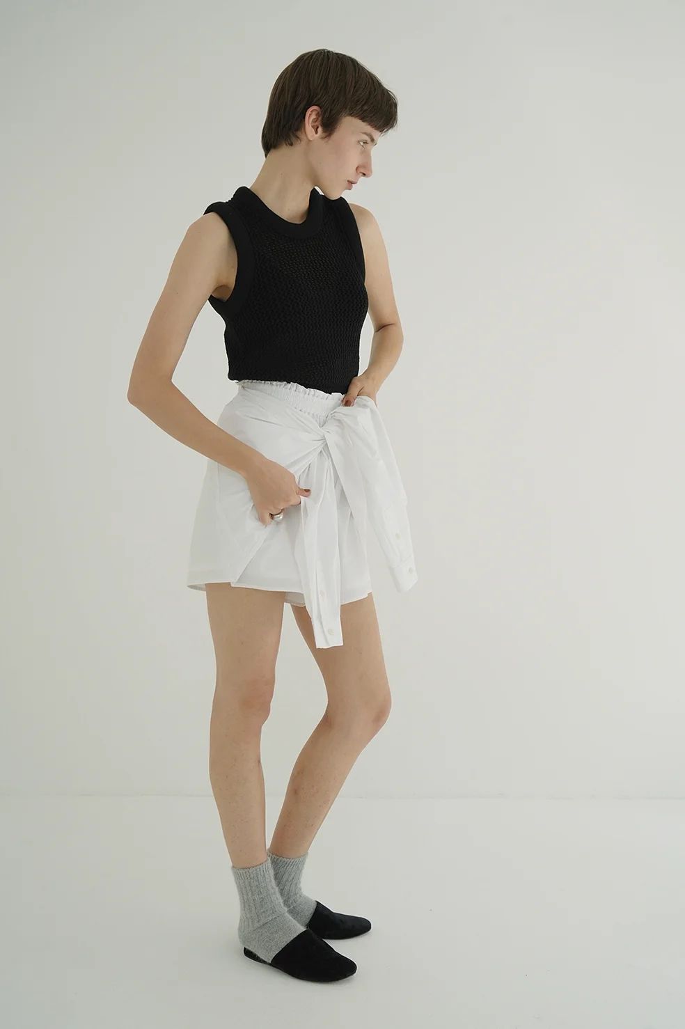 トップス CLANE 3D RIB KNIT TOPS CLANE - メッシュトップス - 3D RIB MESH KNIT TOPS - IVORY