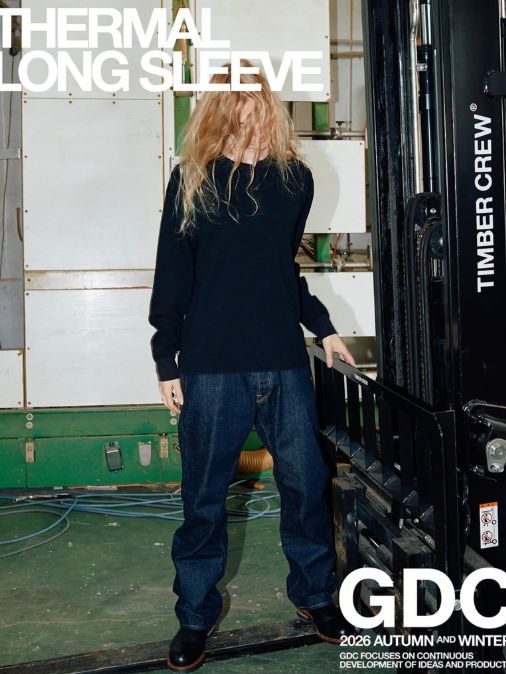 ロングスリーブサーマルカットソ - Thermal Long Sleeve Tee (BLACK)