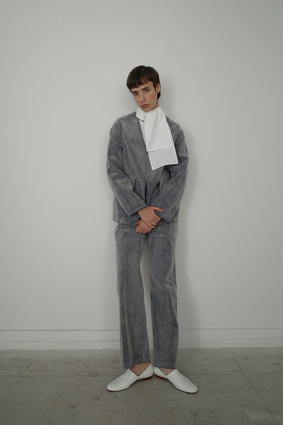 ハイウエスト フロッキーパンツ | FLOCKY CENTER PRESS PANTS（BLACK)