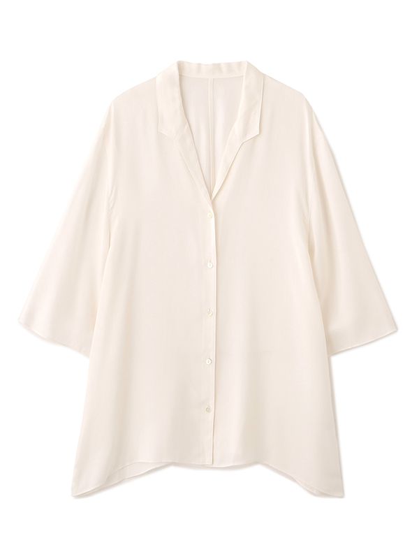 オープンネックキュプラシャツ (WHITE)