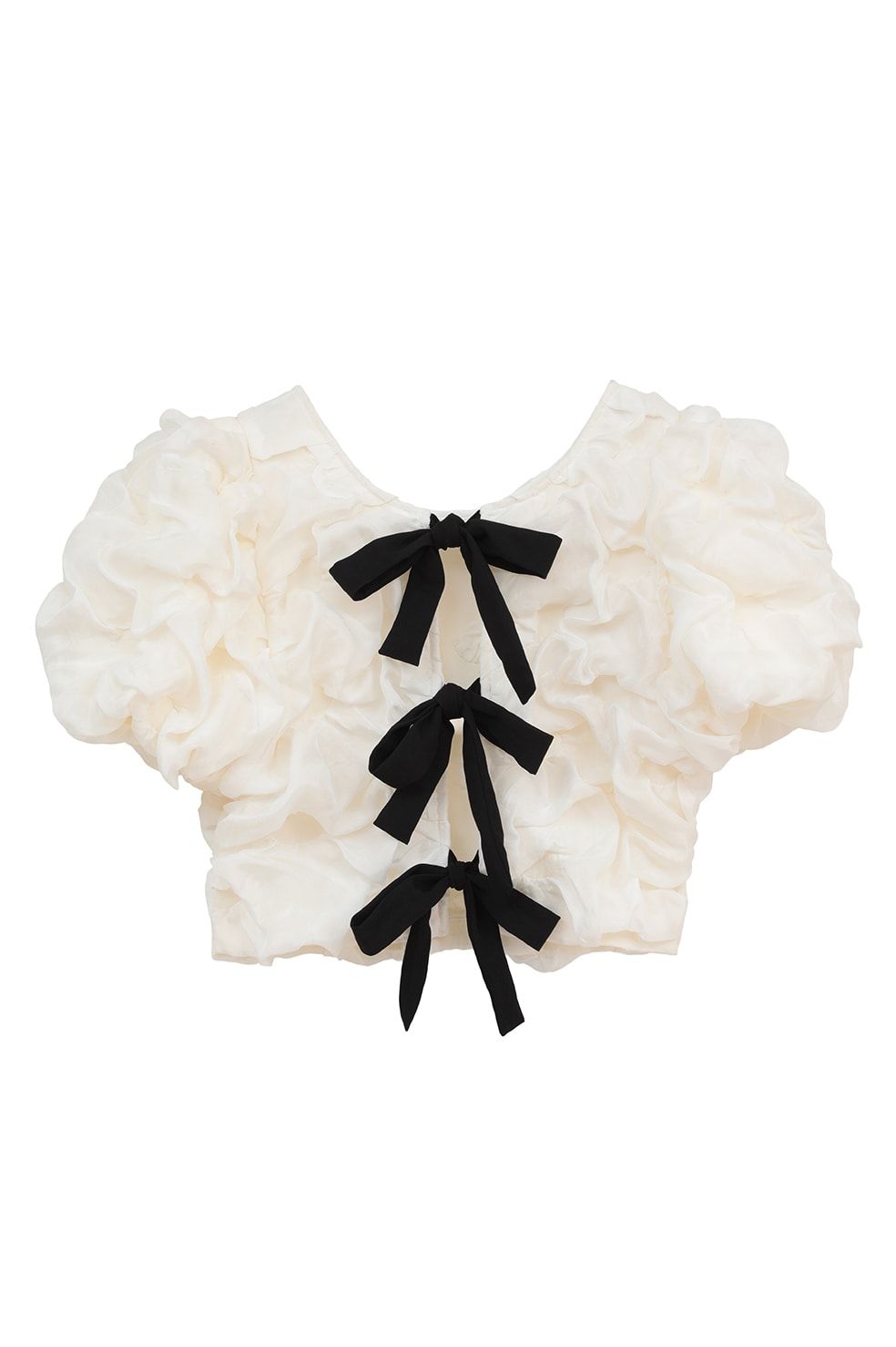 パフトップス - W FACE CLOUD PUFF SLEEVE TOPS (WHITE)
