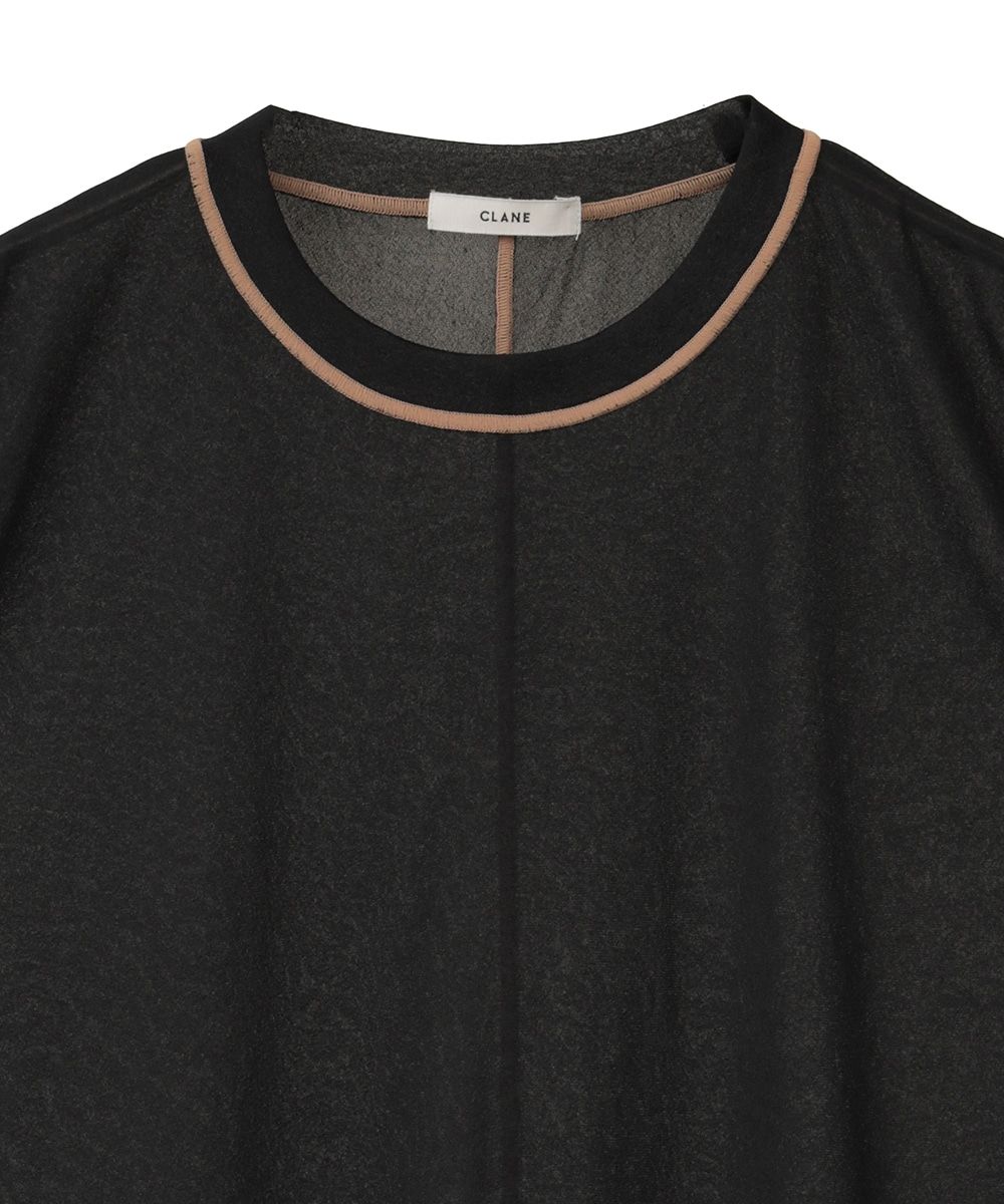 ノースリーブカットソー - LINE SHEER S/S - BLACK