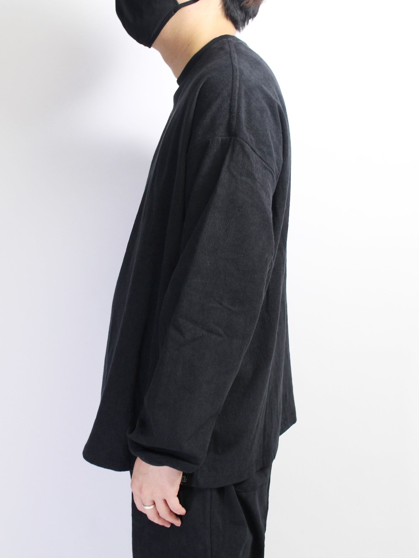 ロングスリーブ Tシャツ 1ミリパイル - BLACK
