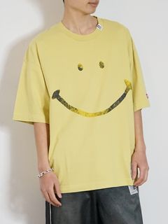 スマイリーフェイス プリントティーシャツ - smily face PT Tee - YELLOW
