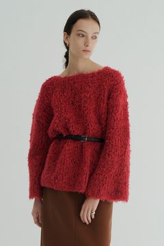 ベアシャギー ハンドニットトップス - BEAR SHAGGY HAND KNIT TOPS - RED