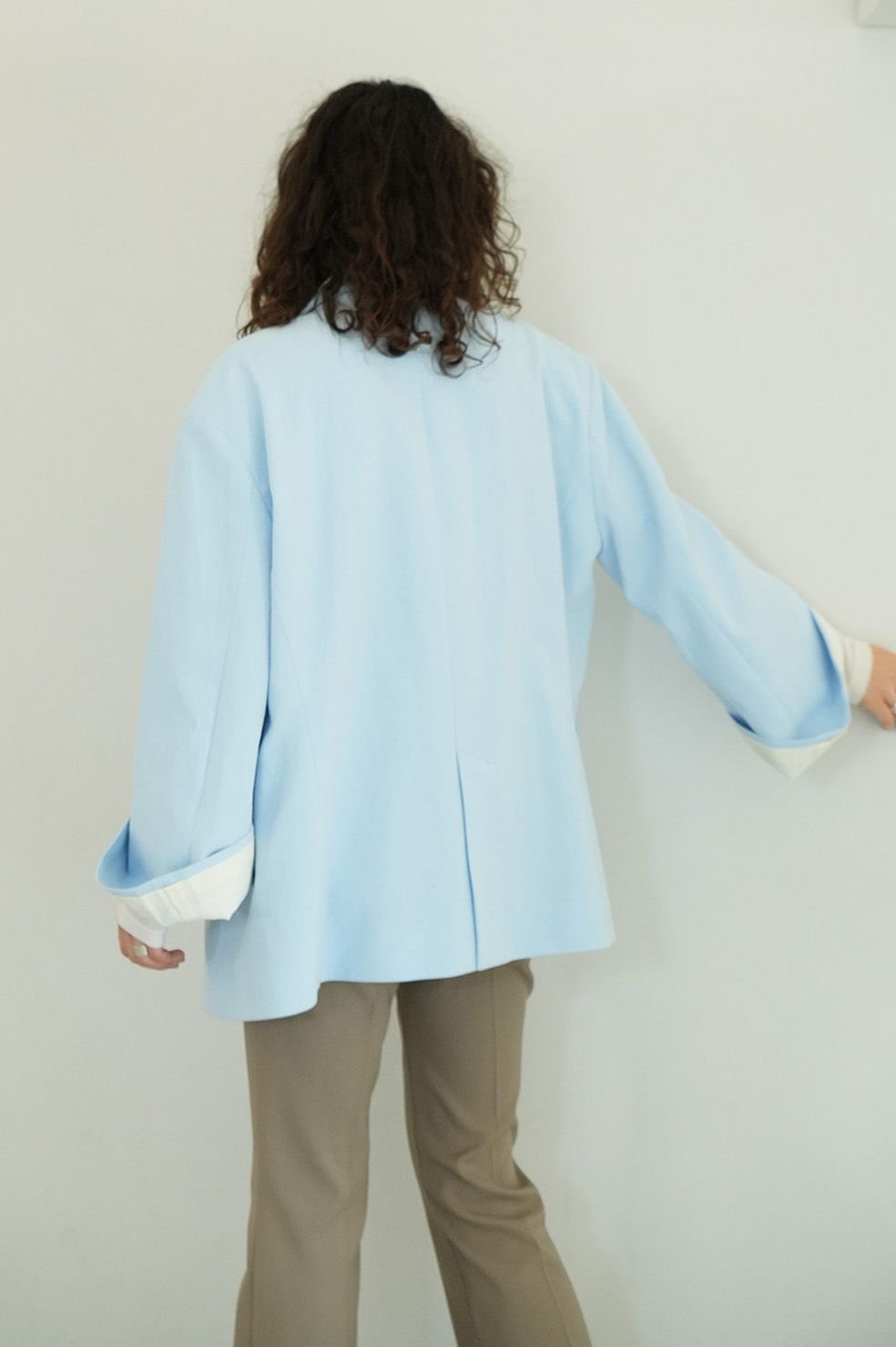 CLANE - LOOSE BELL SLEEVE JACKET- BLUE- ルーズベルスリーブ 