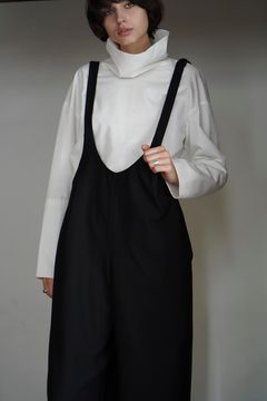 スタンドカラーシャツ - ROLL NECK WIDE SHIRT - WHITE