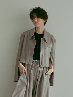 スリットスリーブショートブルゾン - GREY