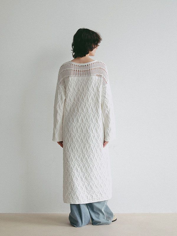コードヤーンケーブルニットワンピース (WHITE)