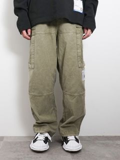 コットンサテン カーゴパンツ - Cotton Satin Cargo Pants - KHIKI
