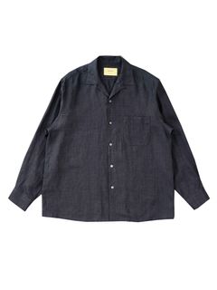 オープンカラーリングスリーブシャツ - OPEN COLLAR SHIRTS L/S - Linen - / NAVY