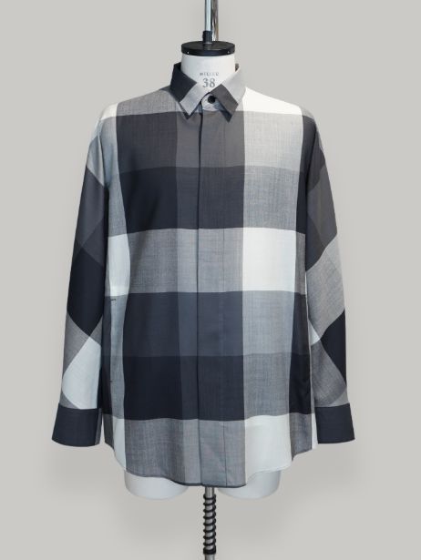 ウールシャツ - Dolman Sleeve Light Wool Shirt (OFF WHITE×BLACK)