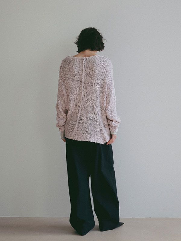 スラブヤーンローゲージニットプルオーバー (PINK)